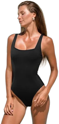 Women's Berlook Square Neck Lace-Up Back Tummy Control Swimsuit