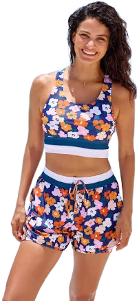 Floral Racerback Bikini Top and Boy Short Set