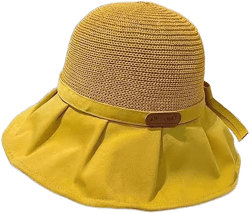 Women's Foldable Wide Brim Straw Sun Hat with Bow