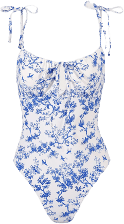 Women's Berlook Retro Floral Drawstring One-Piece Swimsuit