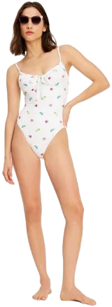 Kate Spade Sea Garden Embroidered Cinch One Piece Swimsuit