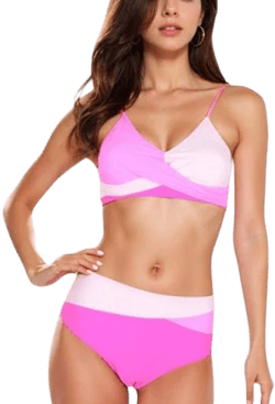 Anna-Kaci Women's Colorblock Crisscross Bikini Set