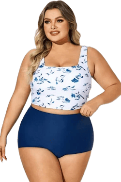 Meet.Curve Women's Square Neck Floral Bikini Top