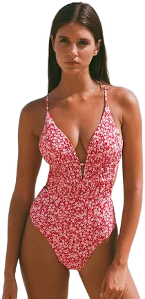 Women's Berlook Floral Plunge One-Piece Swimsuit