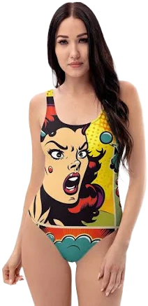 Pop Art Print One-Piece Swimsuit