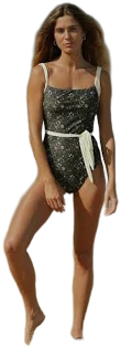 Cute Feminine Neutral Floral One-Piece Swimsuit