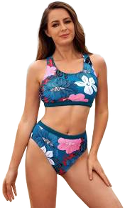 Floral Halter Neck High Waist Bikini Set