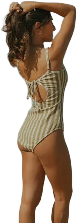 Vintage Striped One-Piece Swimsuit