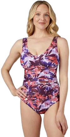32 Degrees Women's Ruched Plunge One-Piece Swimsuit