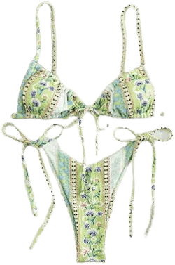 Romwe Paisley & Ditsy Floral Tie Side Bikini Swimsuit