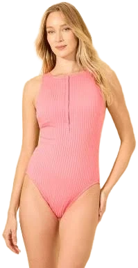 Shade & Shore Women's Ribbed Regular Leg One Piece Swimsuit