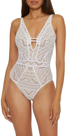 Color Play Mesh One-piece Swimsuit