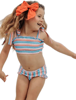 Vintage Waves Cheeky Shirred Swimsuit