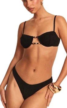 Textured Tanga Bikini Bottoms