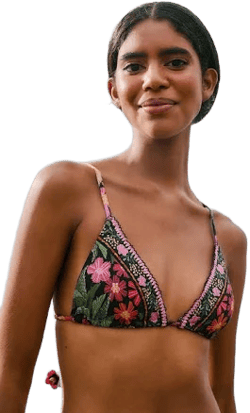 Farm Rio Stitched Garden Triangle Bikini Top