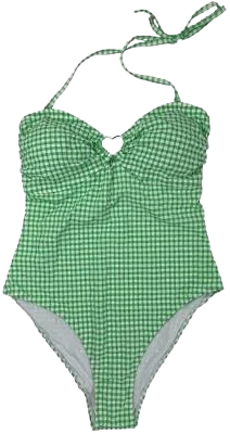Betsey Johnson Women's Gingham Girl Print One-Piece Bandeau Swimsuit
