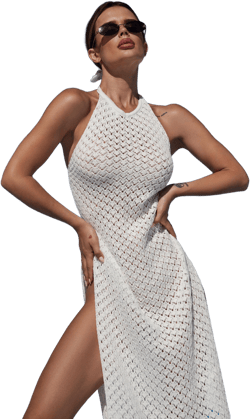 Women's Boho Crochet Halter Knit Beach Dress Cover Up