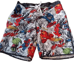 Marvel Men's Graphic Print Mesh Lined Swim Trunks