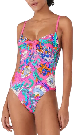 Kate Spade New York Women's Cinch Front Underwire One Piece Swimsuit