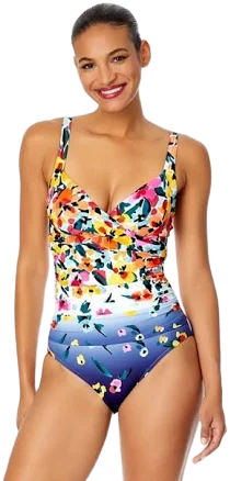 Anne Cole Women's Gradient Floral Underwire One-Piece Swimsuit