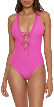 Becca Women's Swim Modern Edge Plunge One Piece Swimsuit