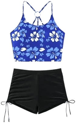 Women's Floral Print Two Piece High Waist Swimsuit
