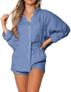 xiaoyonggg Women's Spring/Summer Solid Color Leisure Long Sleeved Shorts Solid Color Fashion Set Lighted Gloves Women H2o Bathing Suits Women Womens