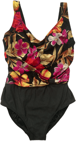 Vintage 90s Tropical Floral Print One-Piece