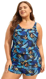 Women's High Stretch Tropical Flower Print One-Piece Swimsuit