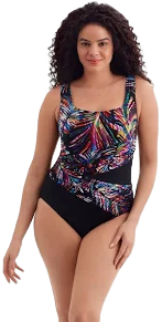 Longitude by Mimi Flamingo Second Wave Wrap Sash Tank One Piece Swimsuit