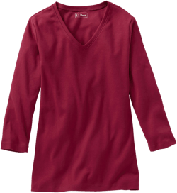 L.L.Bean Women's V-Neck Three-Quarter-Sleeve Cotton