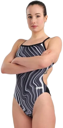 Arena Women's Marbled Challenge Back One Piece Swimsuit