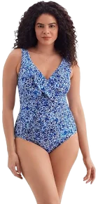 Mimi Flamingo Women's Blooming Bouquet Ruffle Front One Piece Swimsuit