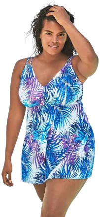 Swim 365 Women's Plus Size Loop Strap Two-Piece Swim Dress