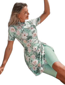 Swim Mulvari Women's Tropical Plant Floral Print Swimsuit