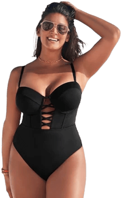Swimsuits For All Women's Underwire Lace Up One Piece Swimsuit