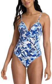 Floral Low Cut One-Piece Swimsuit