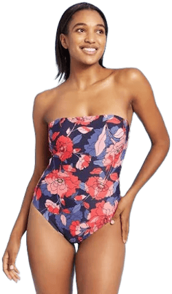 Kona Sol Women's Swim Kona Sol Bandeau Floral One Piece Swimsuit Size Small