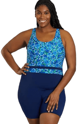 Sporti Plus Size HydroLast Spring Garden Chlorine Resistant Scoop Back Women's Unitard One Piece Swimsuit