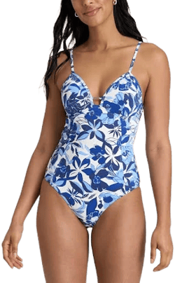 Floral Low Cut One-Piece Swimsuit