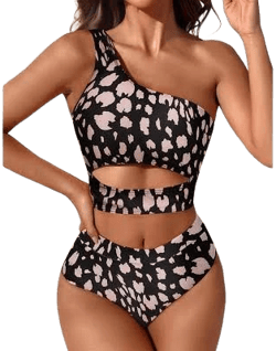 Women's One Shoulder High Waisted Bikini Set