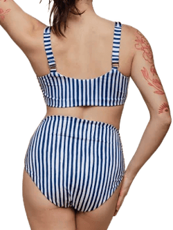 Kitty and Vibe High Waisted Stripe Bikini Bottoms