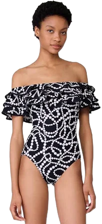 Kate Spade Women's Monstera Ruffle Off-the-Shoulder One-Piece Swimsuit