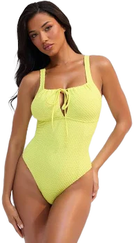 Fashion Nova Women's Amari Textured Ruched 1 Piece Swimsuit