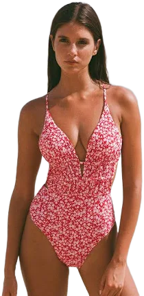 Women's Berlook Floral Plunge One-Piece Swimsuit