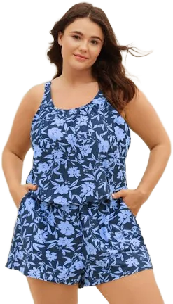 Women's High Stretch Tropical Flower Print One-Piece Swimsuit