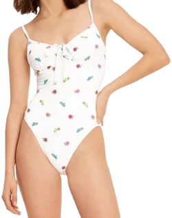 Kate Spade Sea Garden Embroidered Cinch One Piece Swimsuit