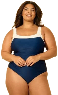 Shade & Shore Women's Contrast Binding Full Coverage One Piece Swimsuit