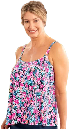 Vermont Country Store Women's Floral Flounce Tankini Top