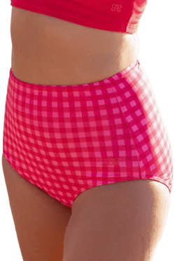 Women's Albion Fit Pink Gingham High-Waisted Swim Bottoms with SPF 45 Protection